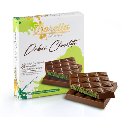 Fiorella Buttery Crunch Kadayif & Pistachio Filled Milk Chocolate (Kadayıf ve Fıstık Dolgulu Sütlü Çikolata) 2.1 oz (60 G)
